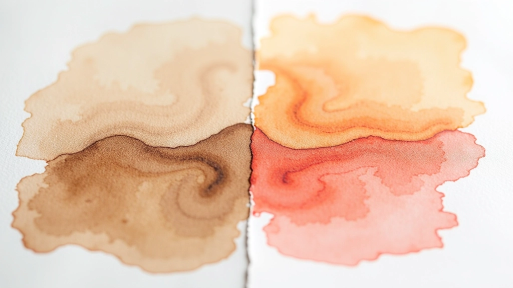 Side-by-side comparison of watercolour painting mistakes showing overworked muddy area next to clean bright passage